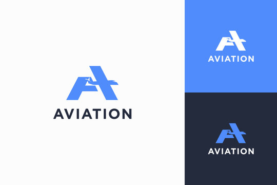 aviation logo design. letter A, aircraft, plane, boing element.