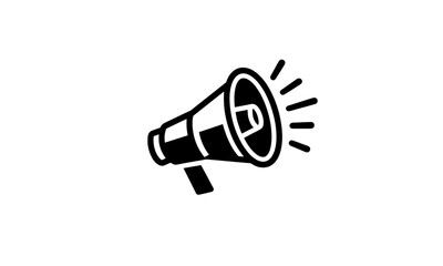 A megaphone icon representing communication and announcement in a modern design.