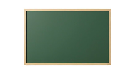 An empty green chalkboard with a wooden frame, isolated on transparent background