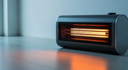 Obraz premium Electric heater generating warm glow in a cozy domestic interior for home heating and comfort footage