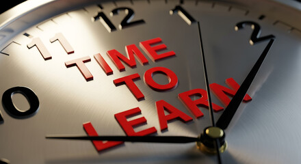 Time to learn concept on a modern clock face