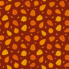 Cartoon autumn leaves seamless pattern