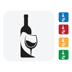 Elegant wine bottle and glass icon set for wineries, restaurants, and events offering a sophisticated touch with vibrant colors and modern design