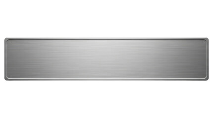 Metallic silver plaque with smooth brushed texture and rounded edges, cut out