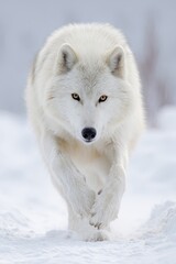 White Wolf Walking In Snow