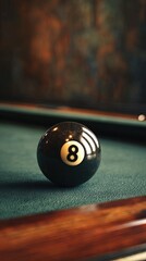 Close Up Of Eight Ball On Pool Table