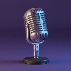 Vintage Microphone On Purple Background