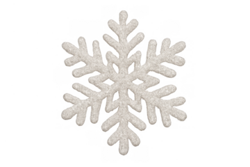 Glittering snowflake decoration for winter holiday season celebrating christmas and new year with transparent background