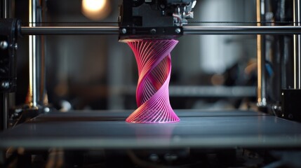 Advanced 3D Printing Technology Producing an Intricate and Colorful Dual-Helix Design in a Controlled Environment