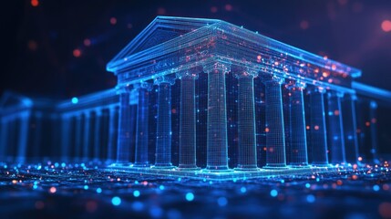 Futuristic Digital Architecture with Glowing Particles