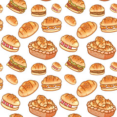 Cat and Shio pan bread hand-drawn illustration