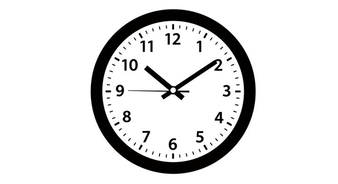 A simple vector illustration of a classic analog clock, showcasing the time with its hands, rendered in a clean, minimalist style, perfect for various design applications.