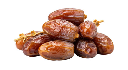 Obraz premium Pile of Delicious Fresh Dates isolated PNG with Transparent Background
