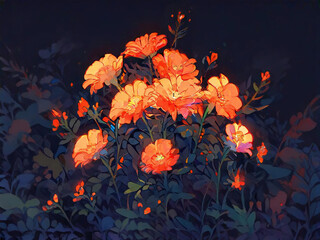 flowers in dark place