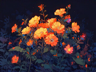flowers in dark place