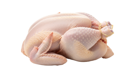 Raw whole chicken for food preparation isolated PNG with Transparent Background