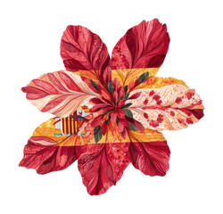 PNG Spain flag flower illustration pattern.