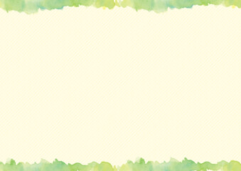 Yellow background with green watercolor paint on top and bottom - horizontal
