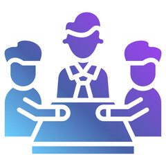 Gradient Glyph Training Icon Featuring Business Team and Trainer