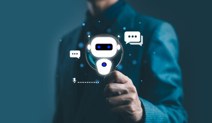 Using AI chat in search and giving to help in business has technology, to create computer concepts with robots as new digital software