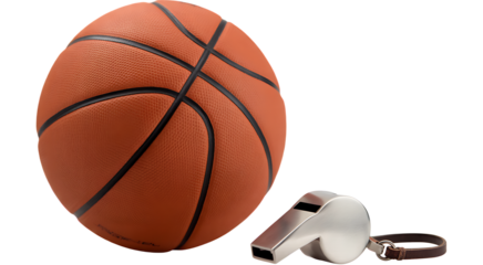Isolated Basketball and Whistle Sports Equipment Still Life
