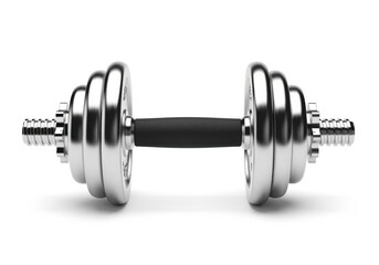 Fototapeta premium Professional chrome adjustable dumbbell weight isolated on a clean white studio background.