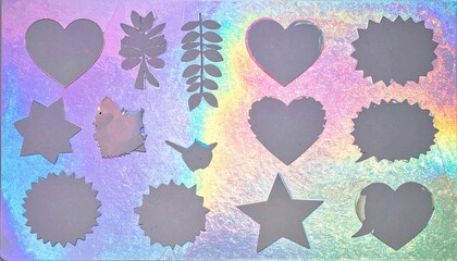 Holographic Sticker Sheet with Prismatic Rainbow Glitter Background