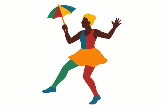 Frevo dancer with colorful umbrella and vibrant costume