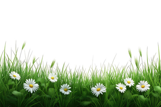Daisies & grass frame. Black void above. Clean design