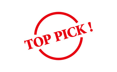 TOP PICK ! - TOP PICK ! words written on Red Rubber Stamp 
