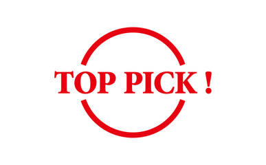 TOP PICK ! - TOP PICK ! words written on Red Rubber Stamp 
