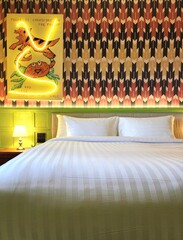 Warm Retro Bedroom Corner Sunlight and Pattern Harmony