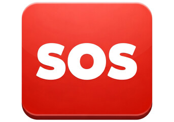 Red sos button emergency alert icon for safety and urgent help mobile app or website design