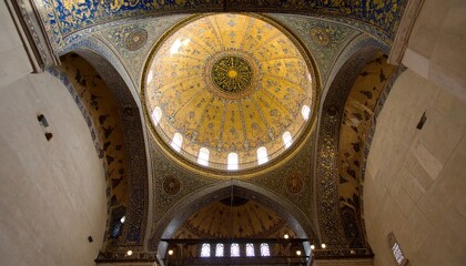 Golden and Blue Mosaic Dome Ceiling Interior Architecture