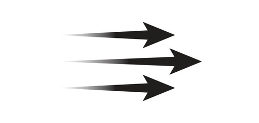 Three Dynamic Horizontal Arrows Moving Fast Forward with Speed Lines Icon