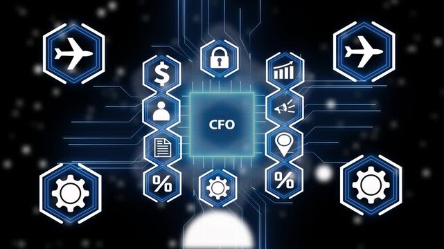 Financial Network Concept with CFO at Center and Industry- Specific Icons chief financial officer finance