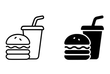 Minimalist icon, Food and Beverage vector, black and white, outline and silhouette