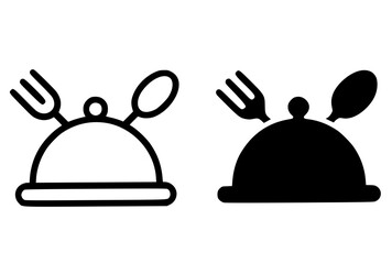 Minimalist icon, Catering vector, black and white, outline and silhouette
