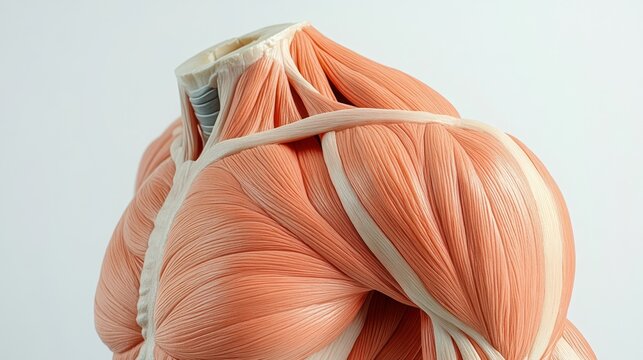 Anatomical model of shoulder and upper back muscles