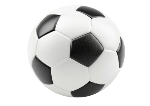 Spherical ball, classic soccer style, black and white
