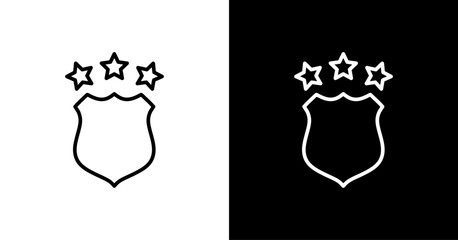Police Badge White Icon Set Design