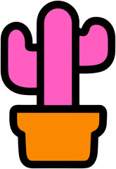 Cute Cactus Icon: Playful Potted Plant Illustration