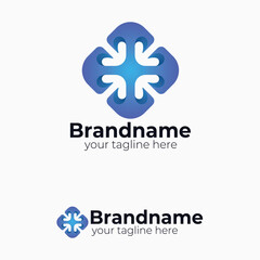 Fototapeta premium Abstract Blue Arrows Logo Design Concept Symbolizing Direction Navigation Network Connection Focus Technology Consulting and Corporate Branding Vector