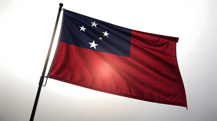 The national flag of samoa waving in the wind against the sky