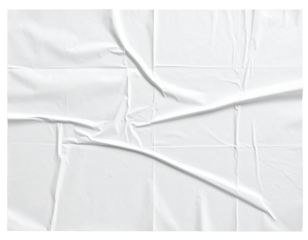 Set of Crumpled White Paper Textures Isolated on Transparent Background