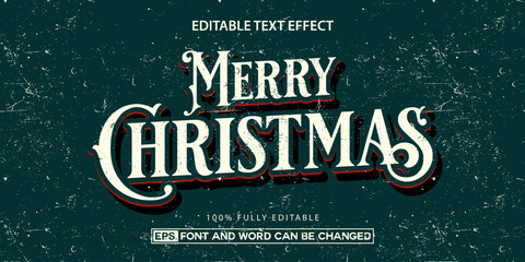 Vintage Christmas text effect, retro distressed editable typography style