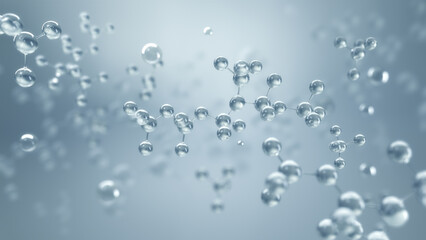 Hyaluronic Acid, Molecular structure on soft  background, Skin care concept, 3D rendering