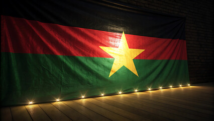 Burkina faso flag with a golden star on a black background