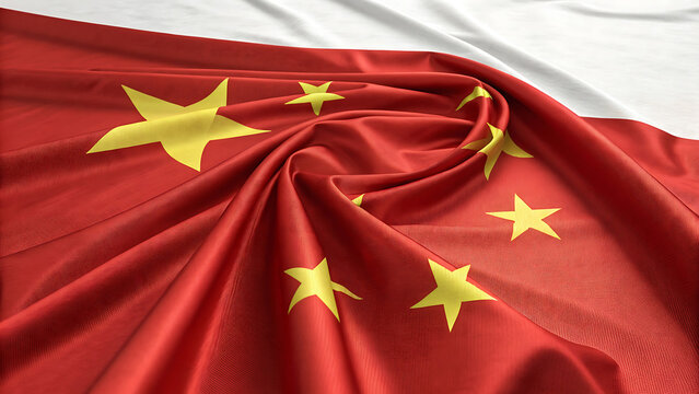 Closeup of the flag of china with a white background on top - Powered by Adobe