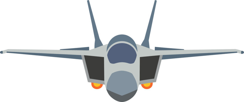 Flat Graphic Fighter Jet Aircraft Front View Illustration